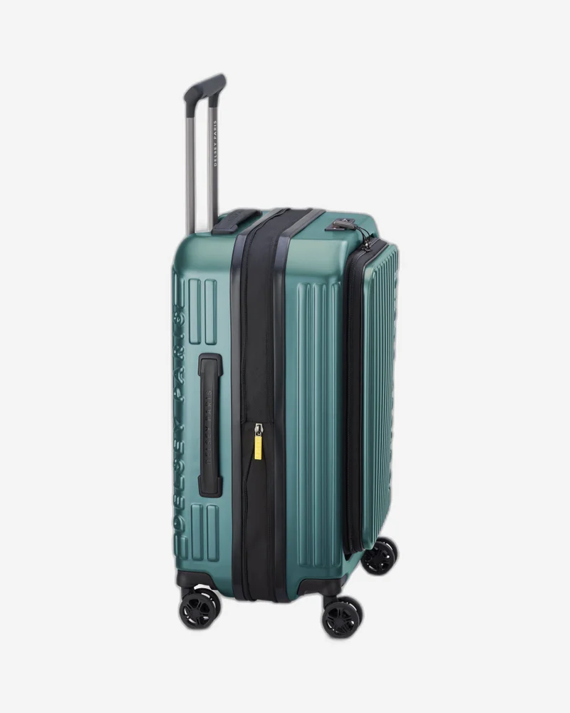 DELSEY Paris  securitime front opening 55 cm 4 double wheeled expandable cabin luggage trolley case - deep green  | Best Price UAE